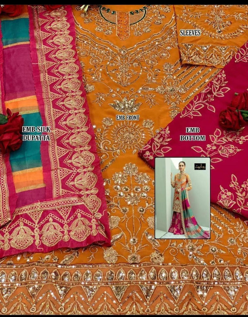 Rawayat Fashion D No 27001 Fox Georgette Embroidery Work Exclusive Heavy Designer Salwar Suits With Dupatta