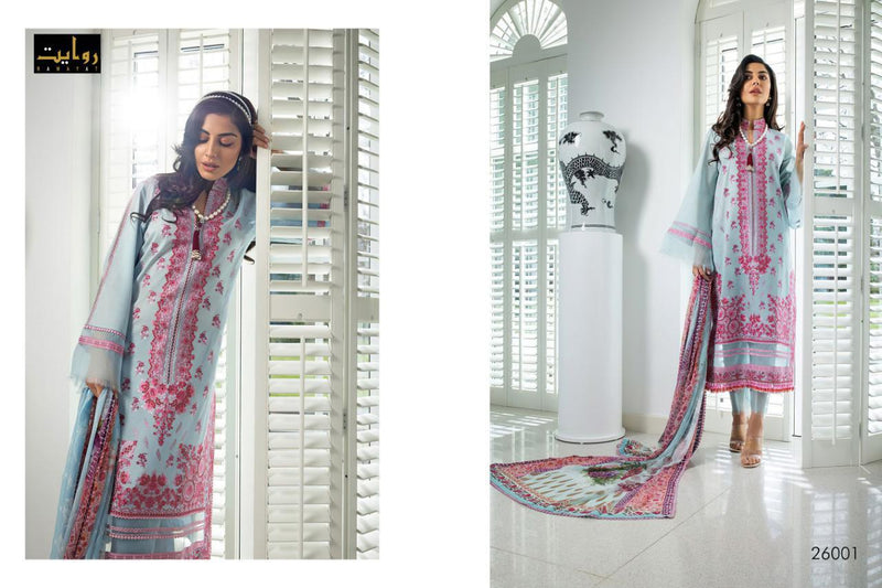 Rawayat Fashion Rani Saheb Lawn Cotton With Printed Embroidery Work Salwar Kameez