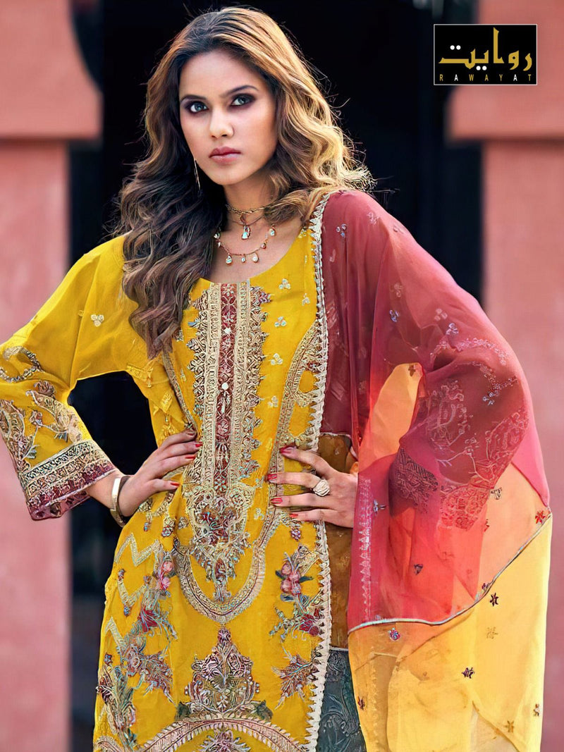 Rawayat Noor Hits Vol 3 Pure Organza With Embroidered Work Pakistani Suit