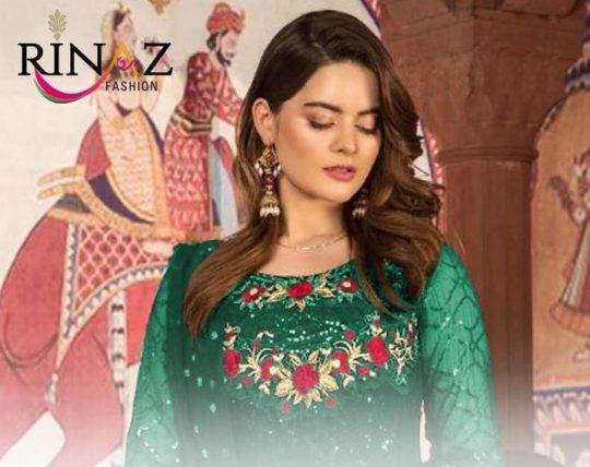 Rinaz Fashion 2001 A TO 2001 D Fox Georgette With Heavy Net Embroidery Work Exclusive Party Wear Pakistani Salwar Kameez