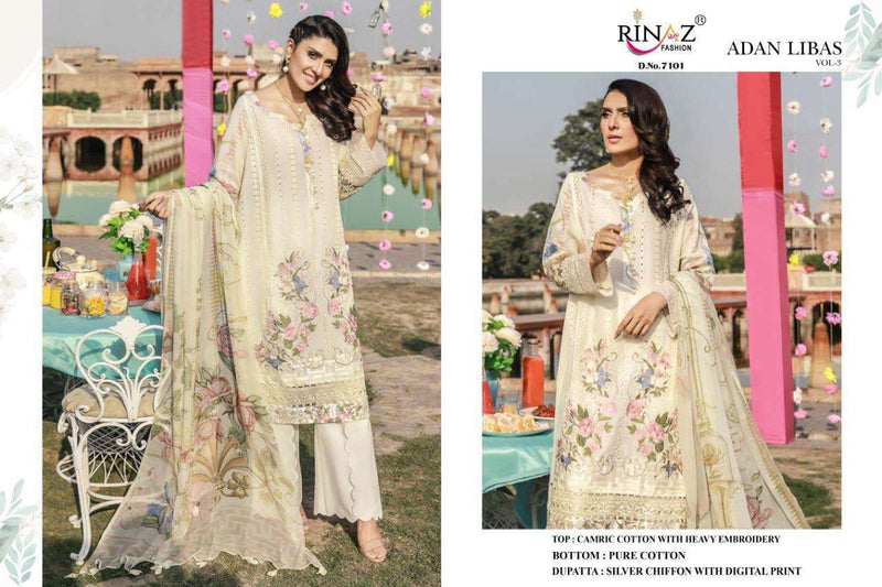 Rinaz Fashion Adan Libas Vol 3 Cambric Cotton Heavy Embroidery Work Pakistani Salwar Kameez