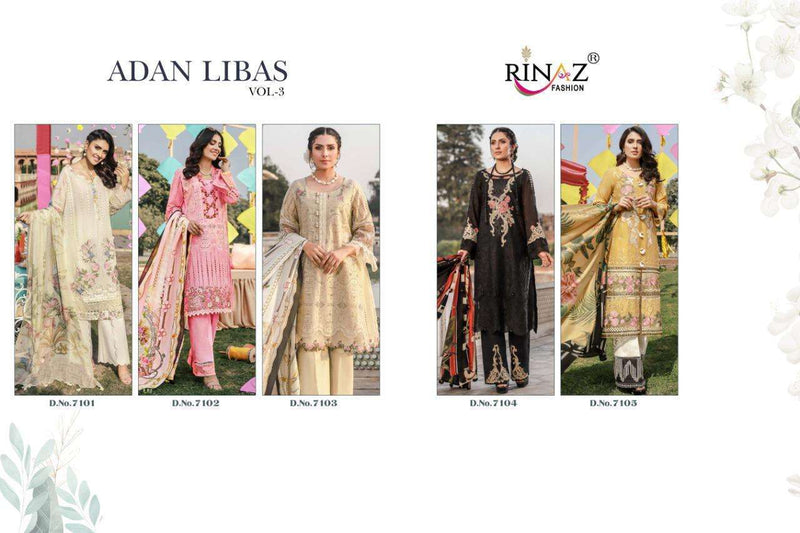 Rinaz Fashion Adan Libas Vol 3 Cambric Cotton Heavy Embroidery Work Pakistani Salwar Kameez