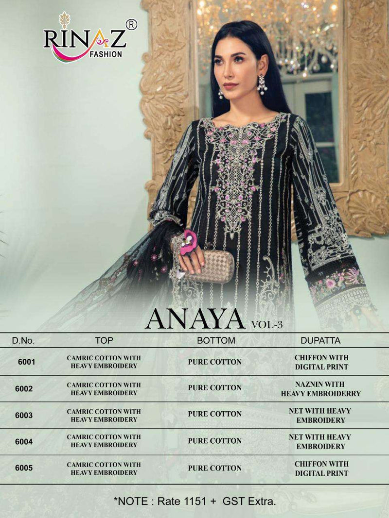 Rinaz Fashion By Anaya Vol 3 Cambric Cotton Fancy Pakistani Salwar Kameez