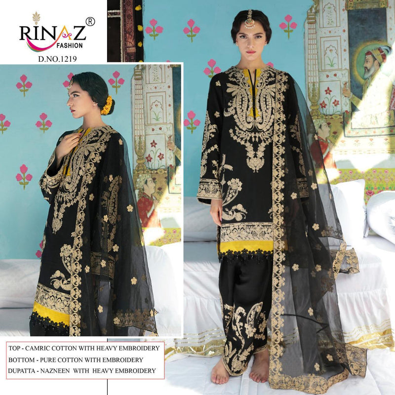 Rinaz Fashion D No 1219 Cambric Cotton With Heavy Embroidery Work Party Wear Single Collections