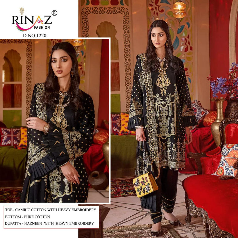 Rinaz Fashion D No 1220 Cambric Cotton With Heavy Embroidery Work Party Wear Colection Salwar Kameez