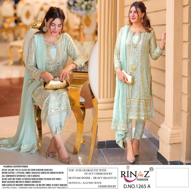 Rinaz Fashion Dno 1265 Fox Georgette Heavy Embroidery Work Salwar Kameez