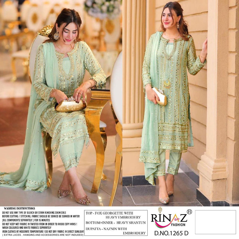 Rinaz Fashion Dno 1265 Fox Georgette Heavy Embroidery Work Salwar Kameez