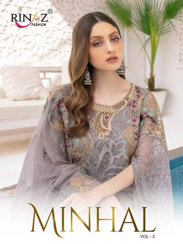 Rinaz Fashion Minhal Vol 3 Fox Georgette Embroidery Daimond Work Salwar Suit