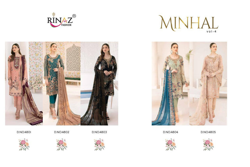 Rinaz Fashion Minhal Vol 4 Fox Georgette Embroidery Work Pakistani Salwar Kameez