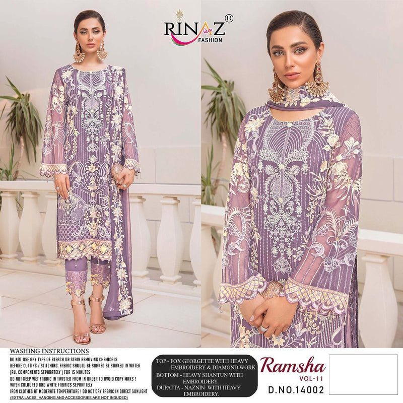Rinaz Fashion Ramsha Vol 11 Fox Georgette Embroidery Diamond Work Salwar Kameez