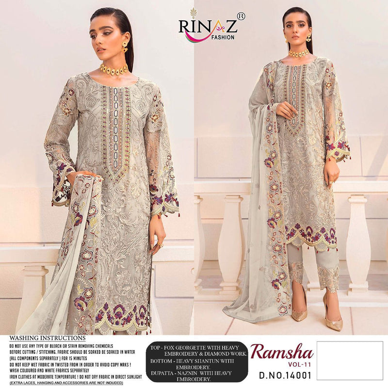 Rinaz Fashion Ramsha Vol 11 Fox Georgette Embroidery Diamond Work Salwar Kameez