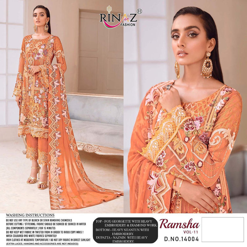 Rinaz Fashion Ramsha Vol 11 Fox Georgette Embroidery Diamond Work Salwar Kameez