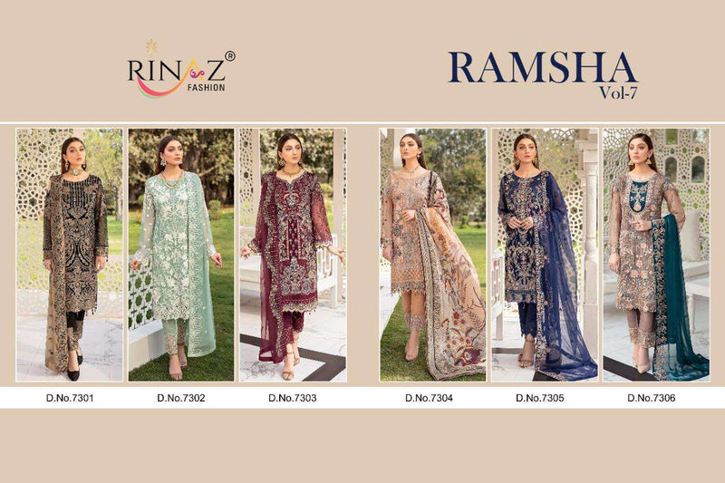 Rinaz Fashion Ramsha Vol 7 Georgette With Heavy Embroidery Work And Diamond Work  Pakistani Salwar Kameez
