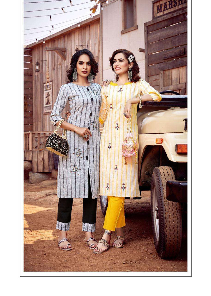 Riya Designer Launch Lime Light Vol 3 Cotton Linen With Hand Work Exclusive Fancy Kurtis