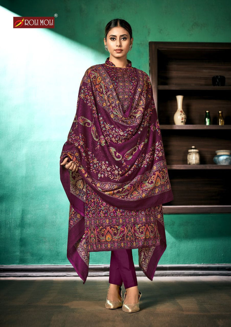 Roli Moli Creation Aadhya Pure Pashmina Print Diamond Work Winter Wear Suit