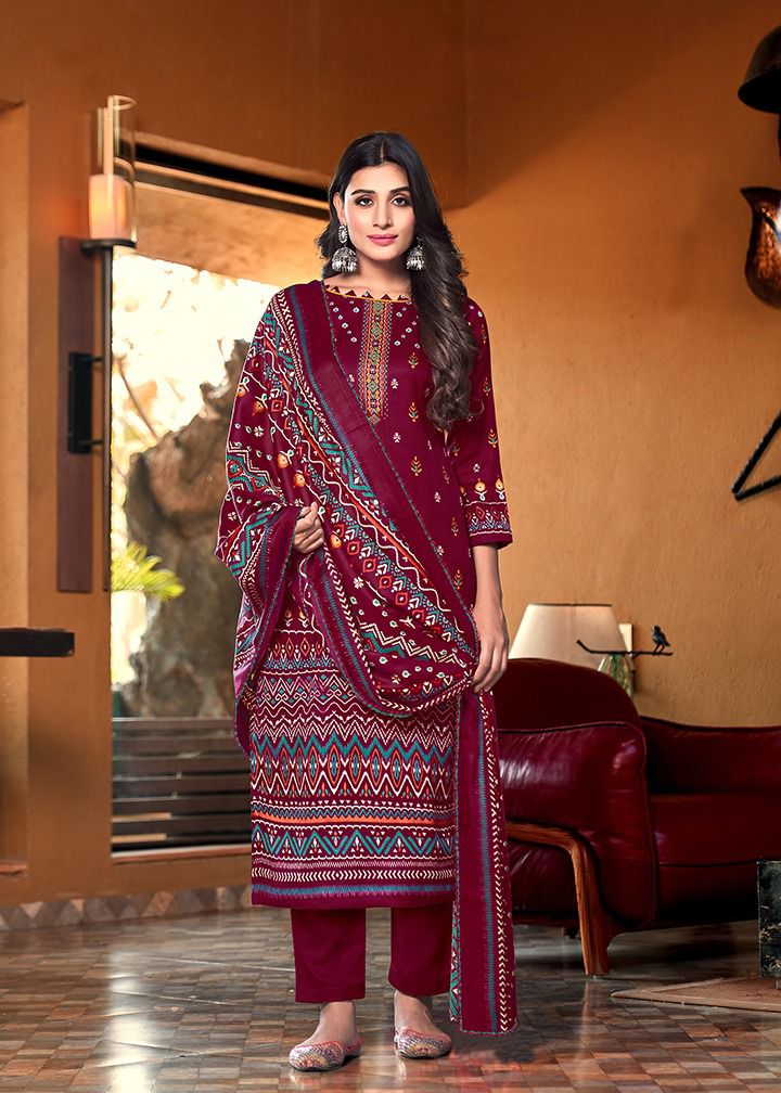 Roli Moli Creation Gulnar Pashmina Jacquard Woolen Winter Wear Salwar Suit