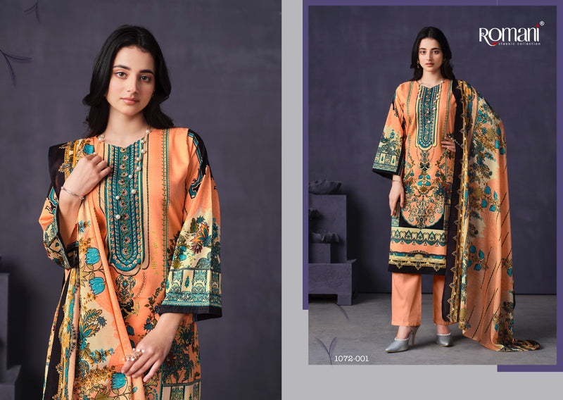 Romani Mareena Premium Cotton Digital Print Heavy Embroidery Work Salwar Suit
