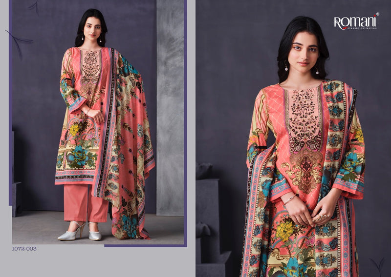 Romani Mareena Premium Cotton Digital Print Heavy Embroidery Work Salwar Suit