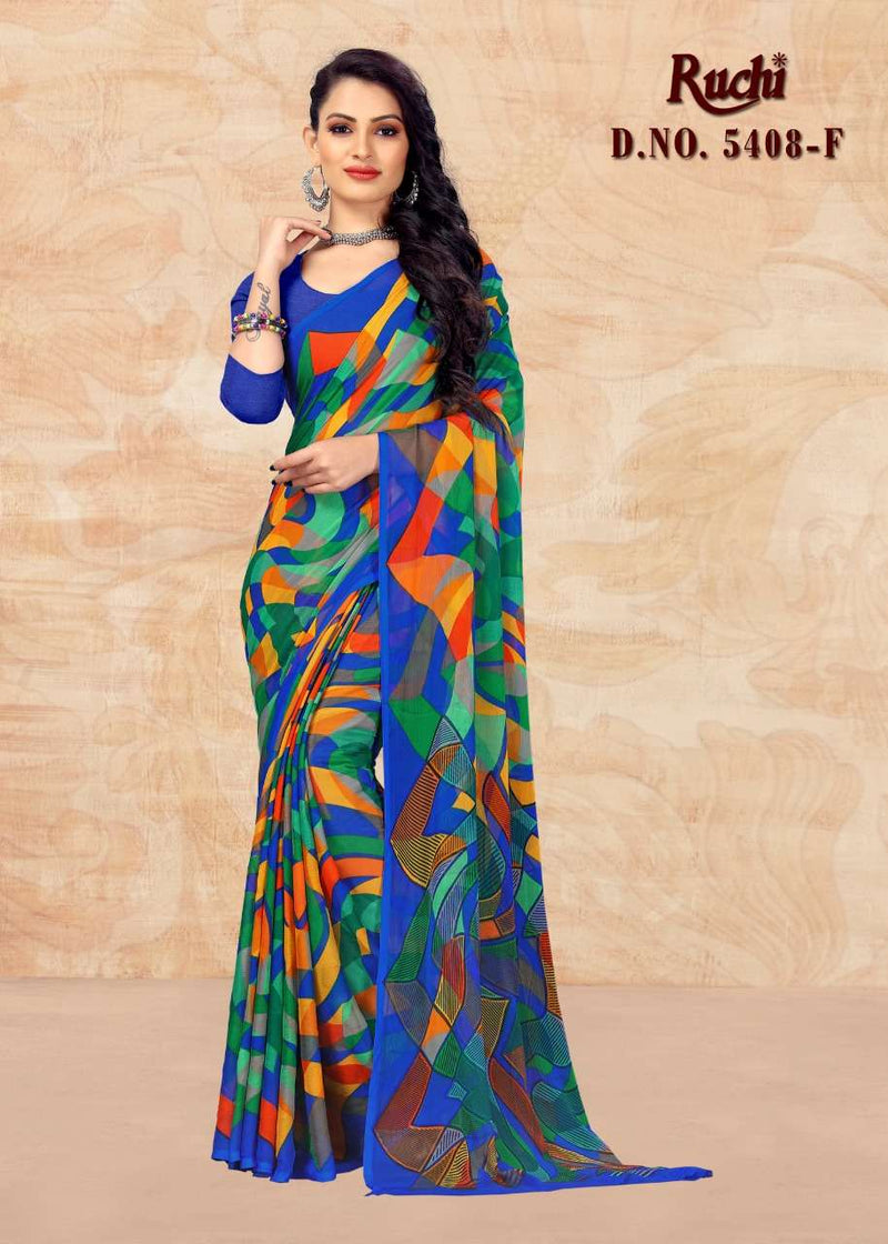 Ruchi Kesariya Chiffon 5408 Chiffon Heavy Look Printed Fancy Designer Sarees