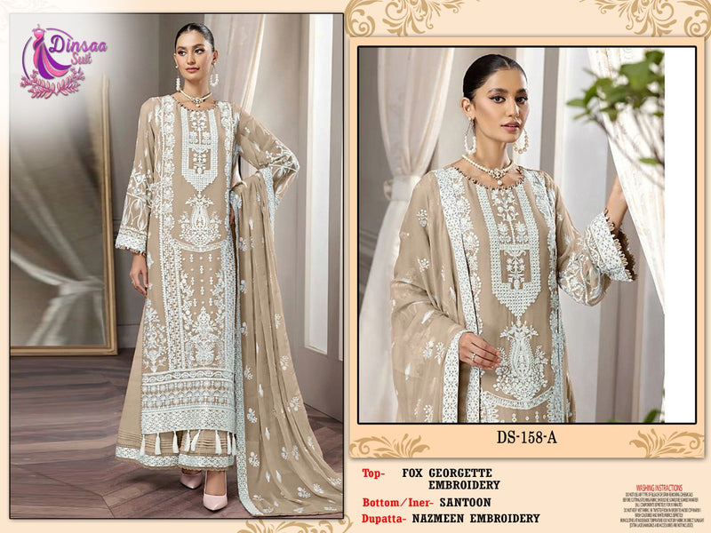 Dinsaa Suit S 158 A Georgette With Beautiful Heavy Embroidery Work Stylish Designer Pakistani Salwar Kameez