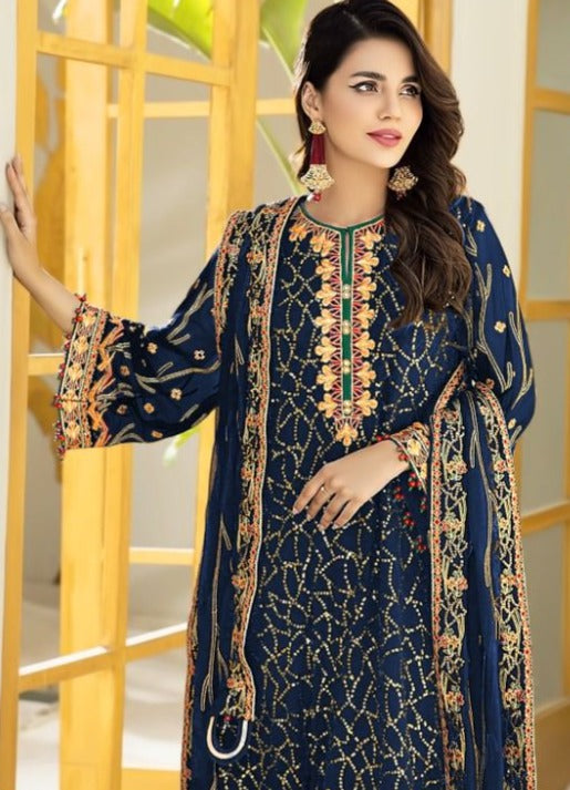 Shree Fab S 312 Fox Georgette Embroidered Pakistani Style Party Wear Salwar Suits