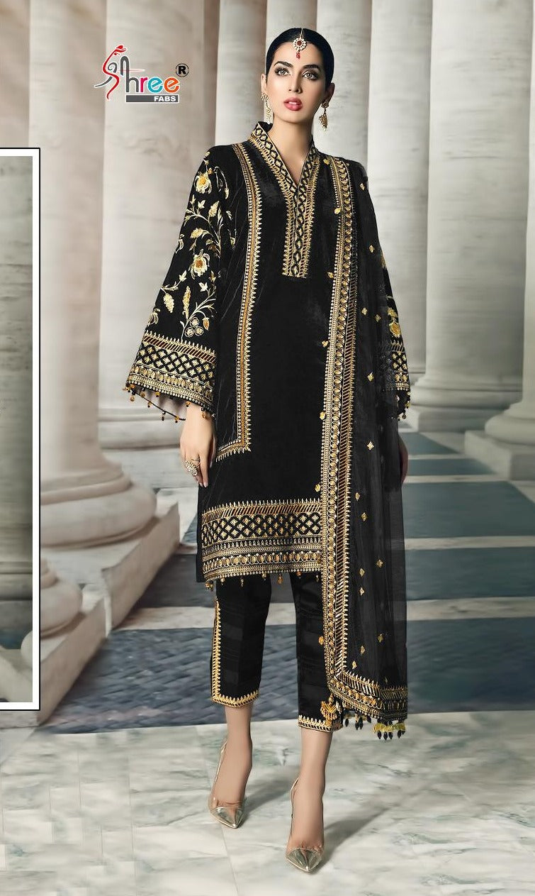 Shree Fabs Dno S 443 A Velvet With Beautiful Heavy Embroidery Work Stylish Designer Party Wear Salwar kameez