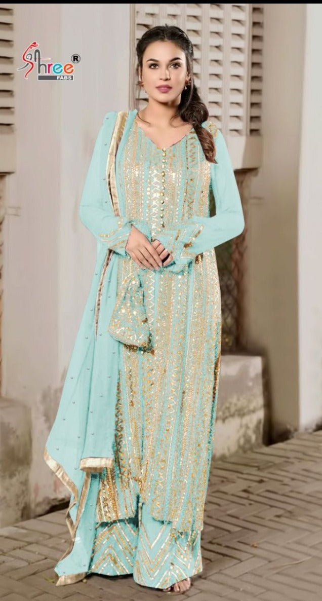Shree Fab S 444 Fox Georgette Pakistani Style Festive Wear Salwar Suits