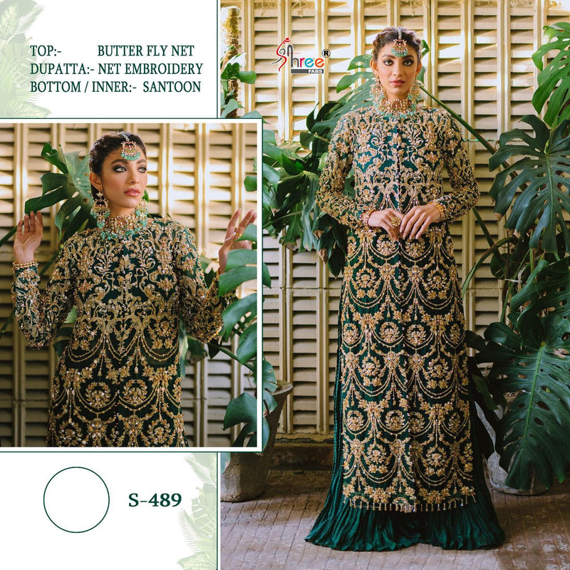 Shree Fab S 489 Butterfly Net Designer Pakistani Style Party Wear Salwar Suits