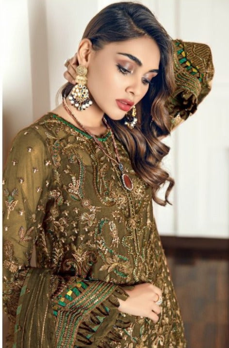 Shree Fab S 500 Fox Georgette Embroidered Pakistani Style Party Wear Salwar Suits