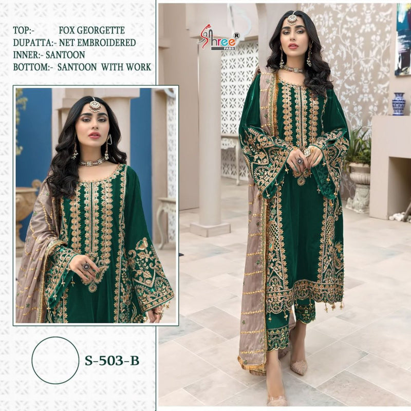 Shree Fab S-503 B Fox Georgette Embroidered Designer Wear Salwar Kameez