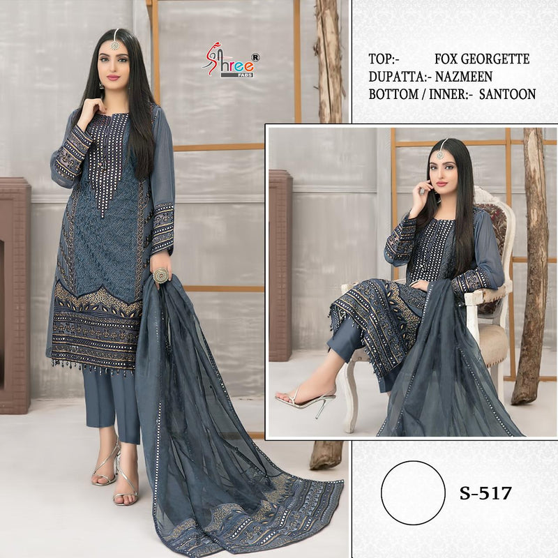 Shree Fabs Dno S 517 Georgette With Beautiful Heavy Embroidery Work Stylish Designer Party Wear Salwar Kameez