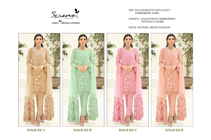 Serene S 52 Fox Georgette Designer Pakistani Style Wedding Wear Salwar Suits