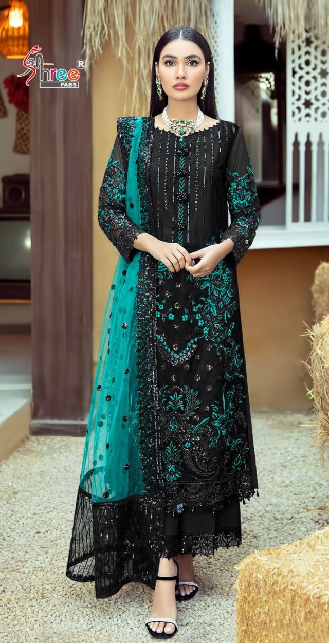 Shree Fabs S 561 Fox Georgette Embroidered Pakistani Style Party Wear Salwar Suits