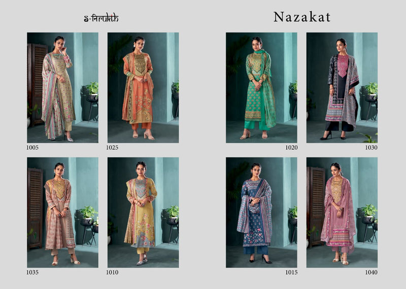 S-Nirukth Nazakat Cotton Satin Print With Mirror Work Salwar Kameez