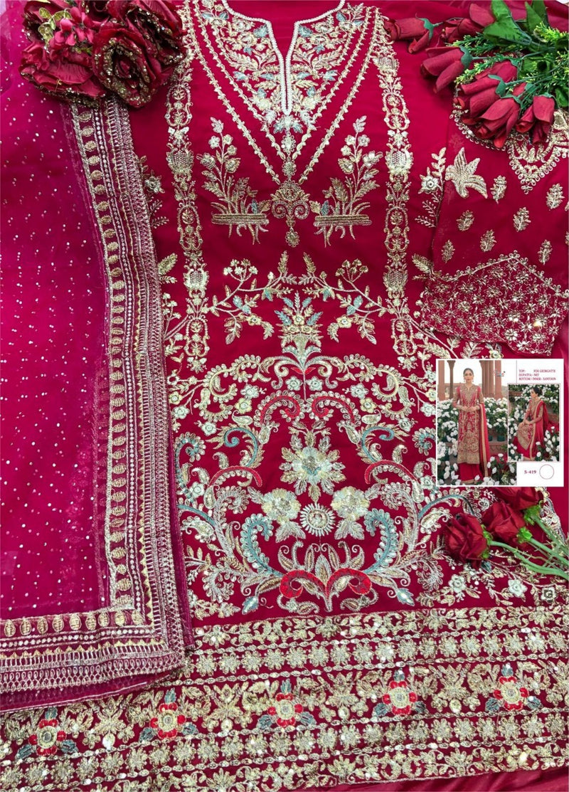 Shree Fab S419 Fox Georgette Pakistani Style Heavy Designer Wedding Wear Salwar Kameez