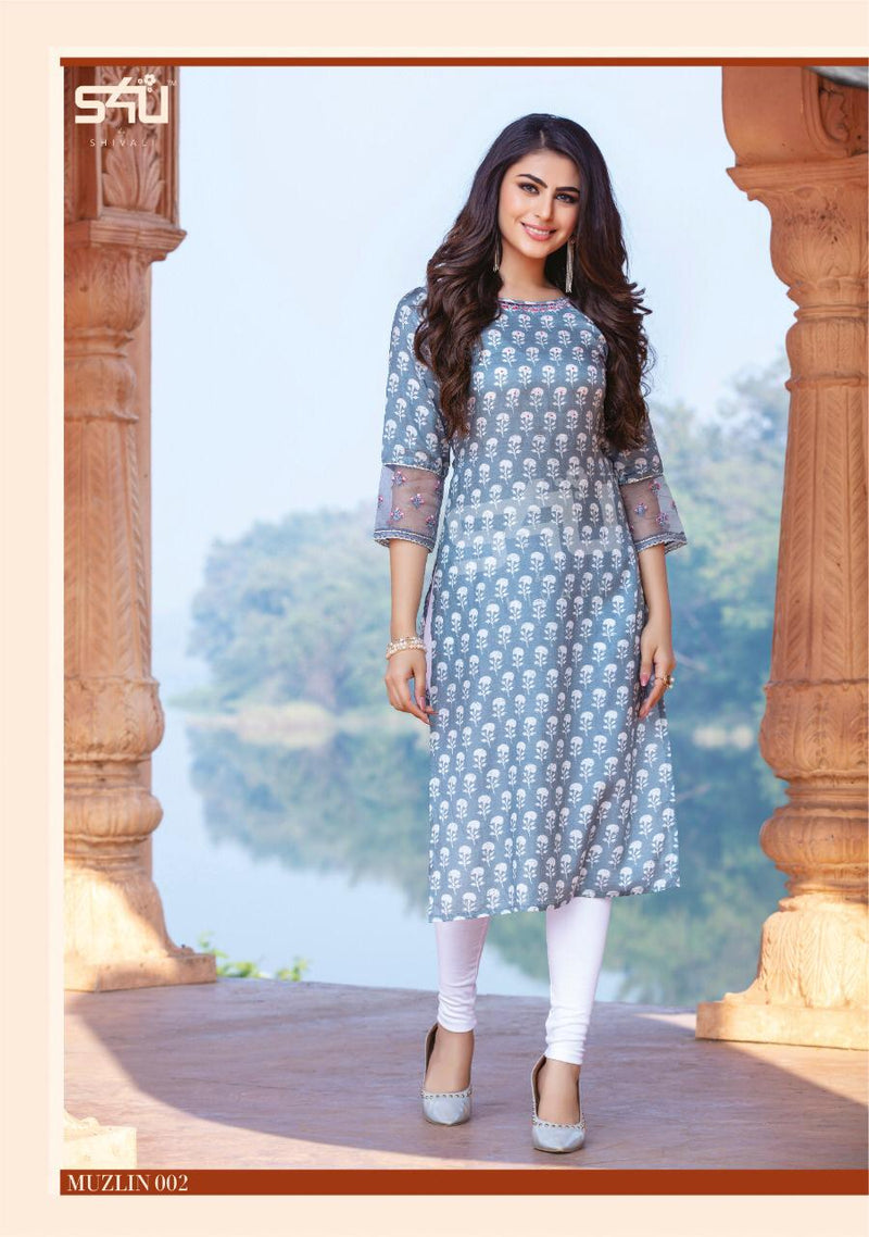 S4u By Shivali Presents Muzlin Beautiful Embroidery Kurti Eclectic Printed Collection