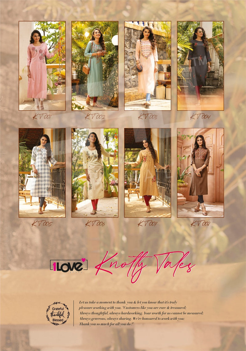 S4u 1Love Knotty Tales Rayon With French Work Excluisve Stylish Designs Casual Wear Readymade Kurtis