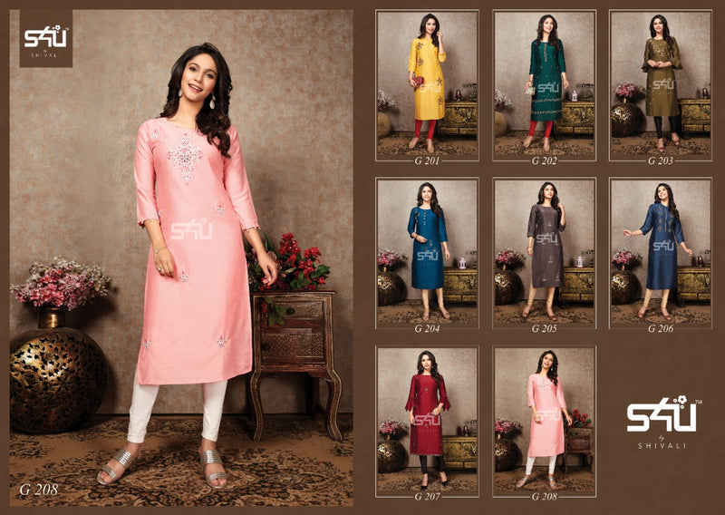 S4u By Shivali Presents Glamour Vol 2 Chinon Silk Classy Look Kurtis