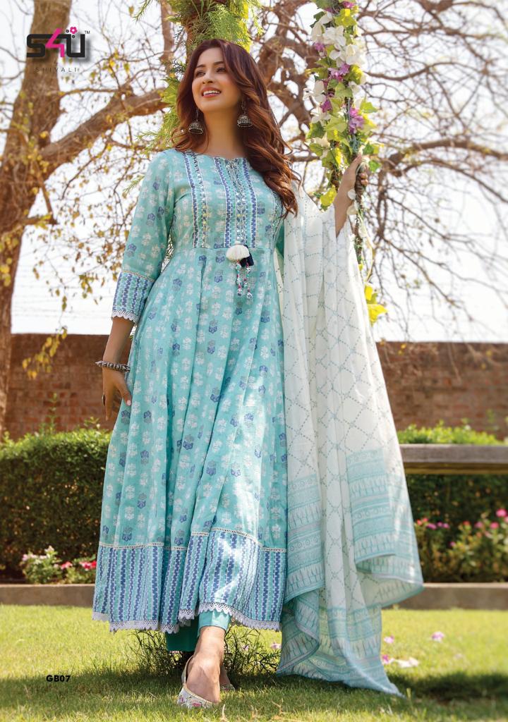 S4u Shivali Gulabo 2 Stylish Designer Anarkali Kurti With Pant And Dupatta Wear