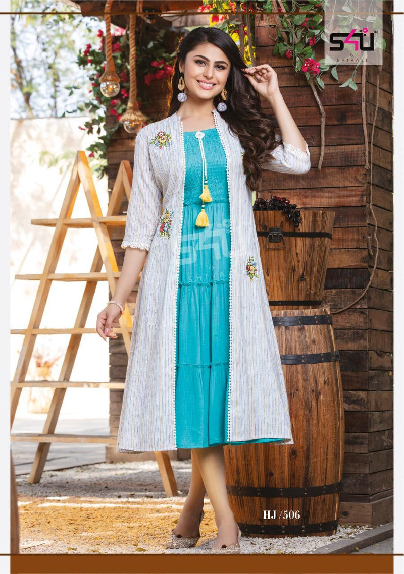 S4u Shivali Hello Jacket Vol 5 Rayon Slub Elegant Look Trendy Kurti Collection
