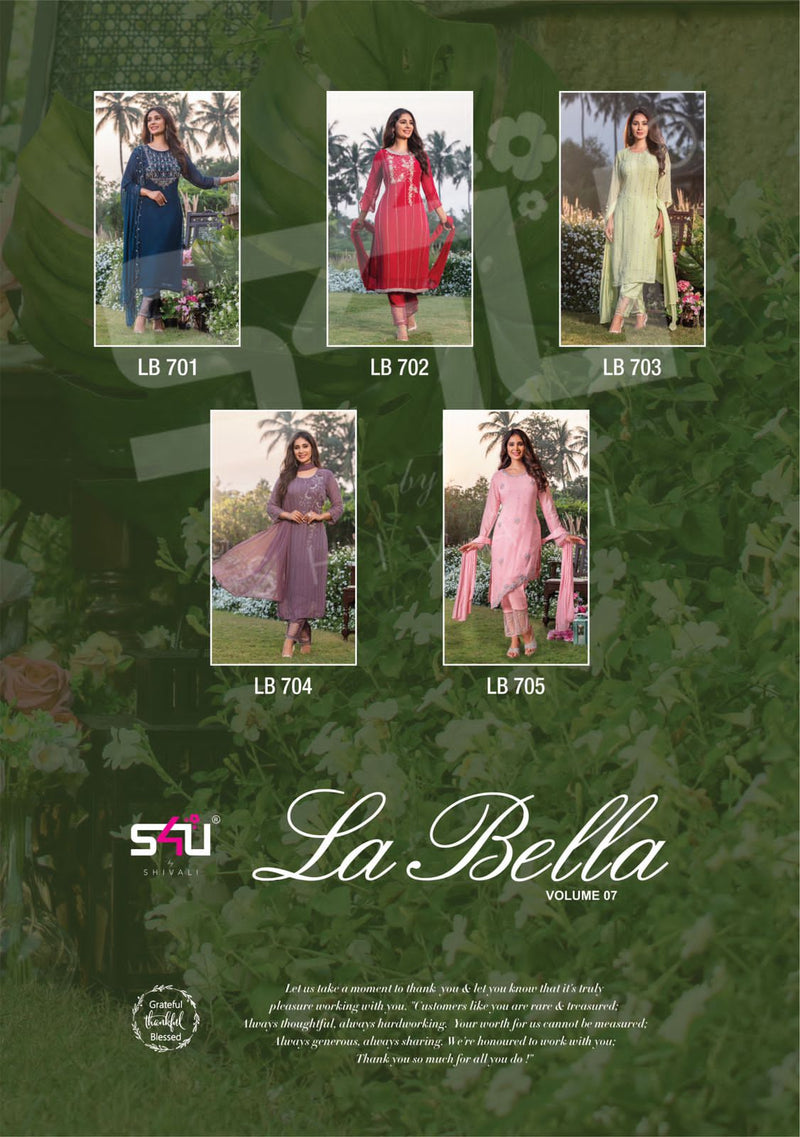 S4u Shivali La Bella Vol 7 Georgette Heavy Handwork Partywear Kurti