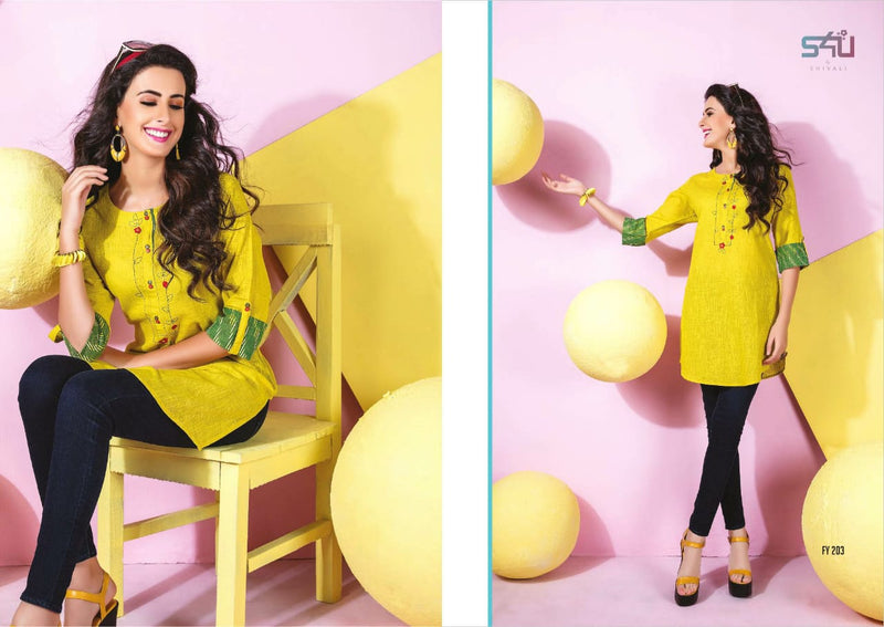S4u Shivali Launch By Forever Young 2 Fancy Attractive Look Designer Readymade Short Kurtis