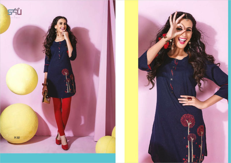 S4u Shivali Launch By Forever Young 2 Fancy Attractive Look Designer Readymade Short Kurtis
