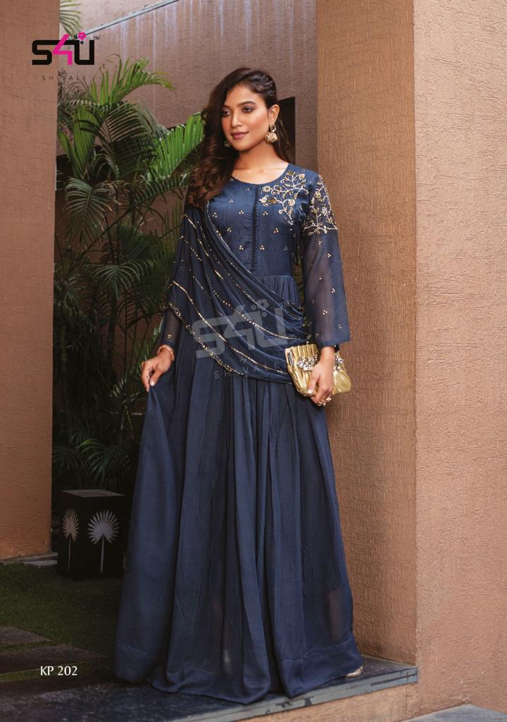 Trendy Designer Party Wear Readymade Salwar Suit Blue Silk Blend Palazzo  Straight - M / Blue | Party wear dresses, Party wear, Salwar suits