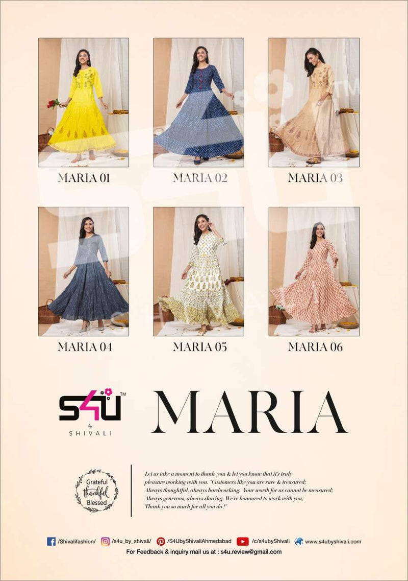 S4u Shivali Maria Fancy Exclusive Printed Long Gown Type Party Wear Fancy Casual Wear Kurtis