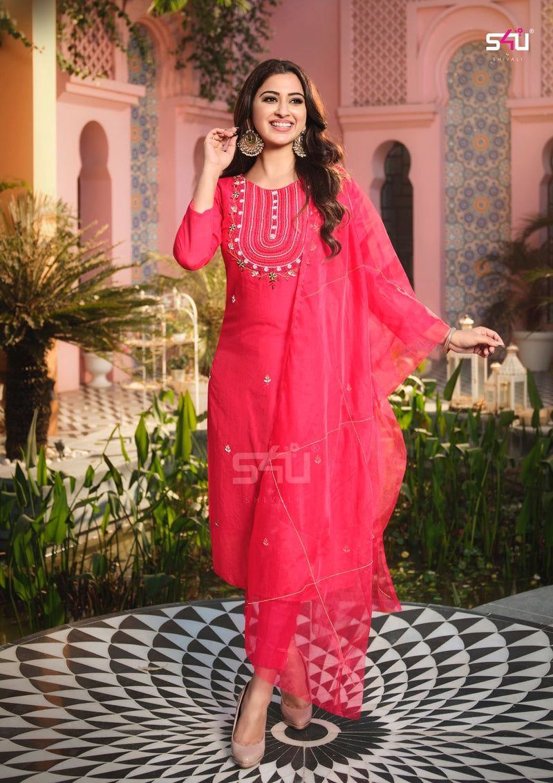 S4u Shivali Noor Fancy Designer Partywear Kurti Pant With Dupatta