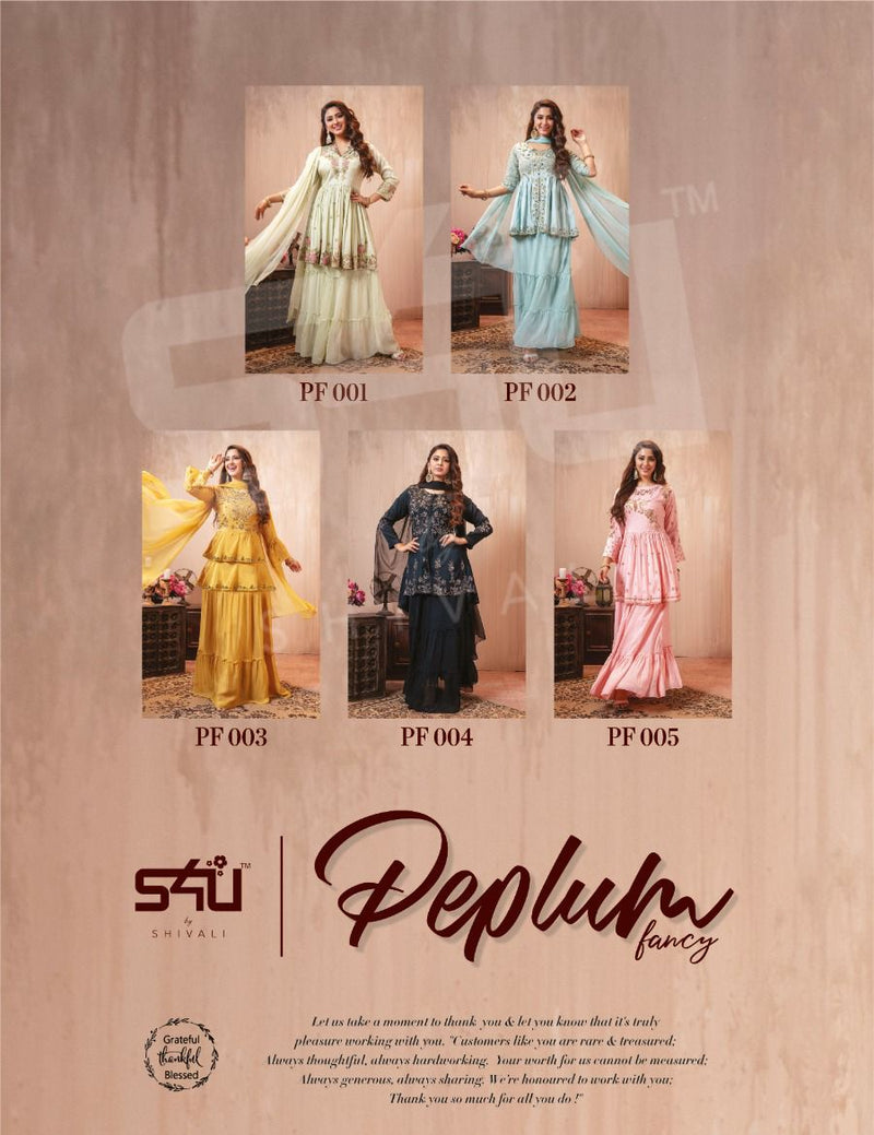 S4u Shivali Peplum Vol 2 Pure Georgette Handwork Designer Wear Sharara Kurtis