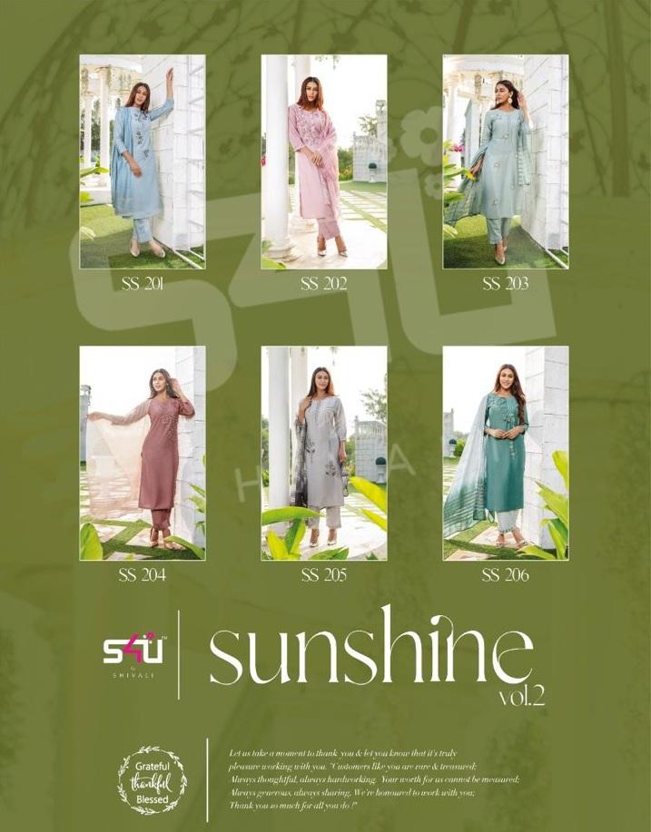S4u Shivali Sunshine Vol 2 Silk Readymade Fency Designer kurti