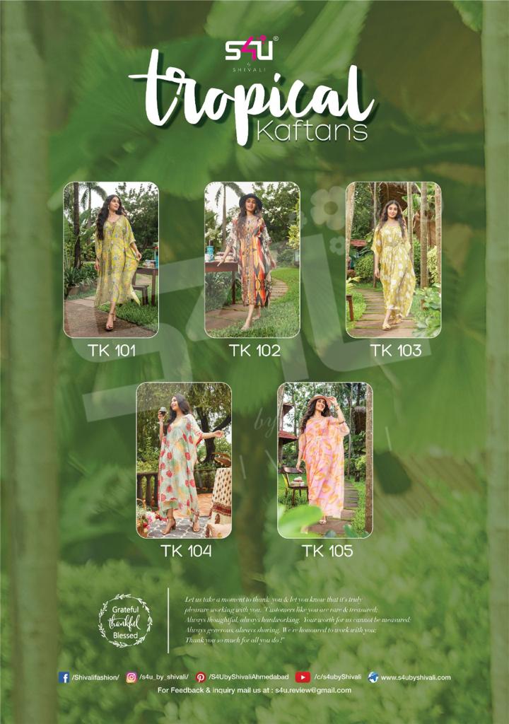 S4u Shivali Tropical Kaftan Vol 2 Fancy Designer Printed Wear Kaftan Collection