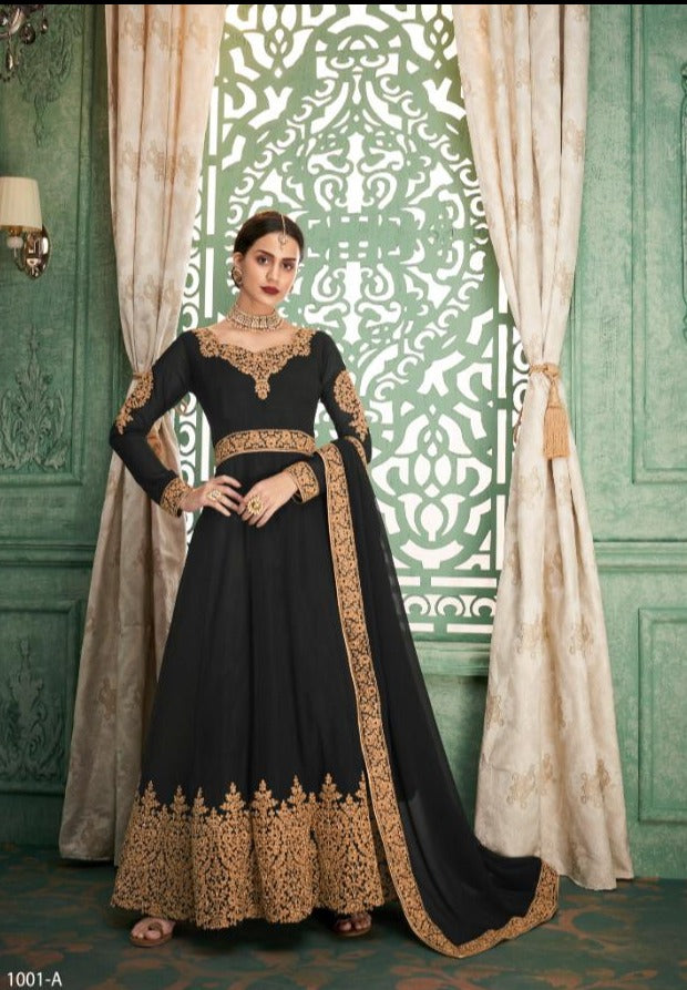 Sajawat Creation Saaho Fox Georgette With  Heavy Embroidery Wedding Wear Style Salwar Kameez